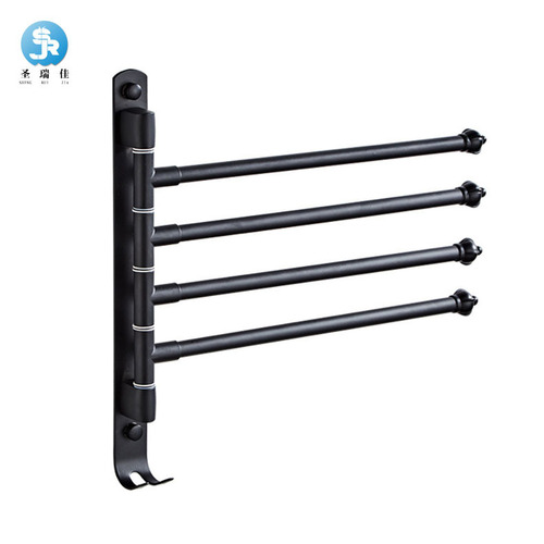 Wholesale bathroom hardware stainless steel towel rack rotating movable towel bar bath towel rack bathroom pendant without punching
