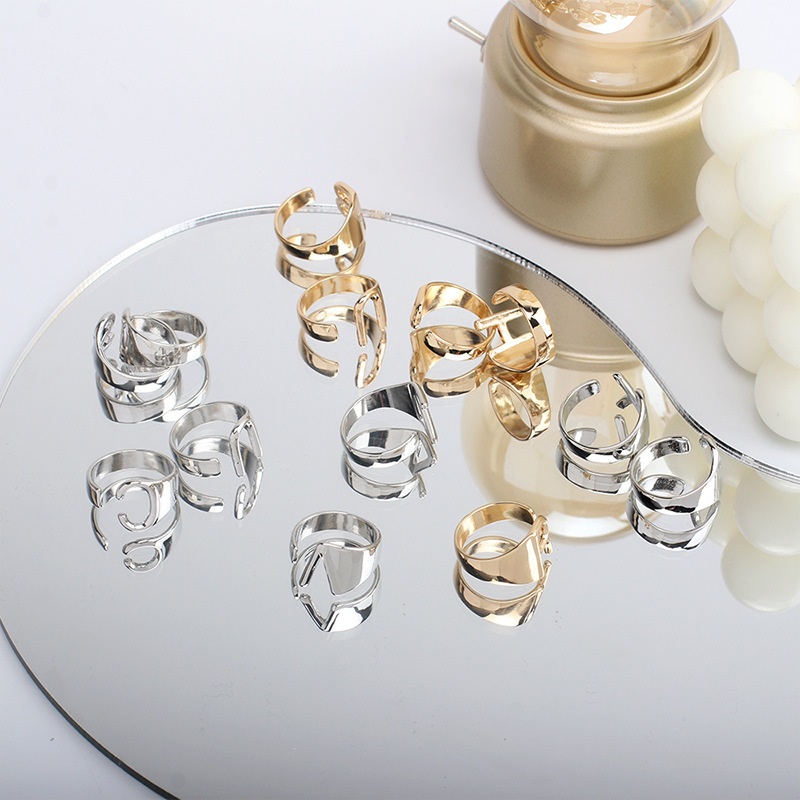 simple fashion style English letter ring