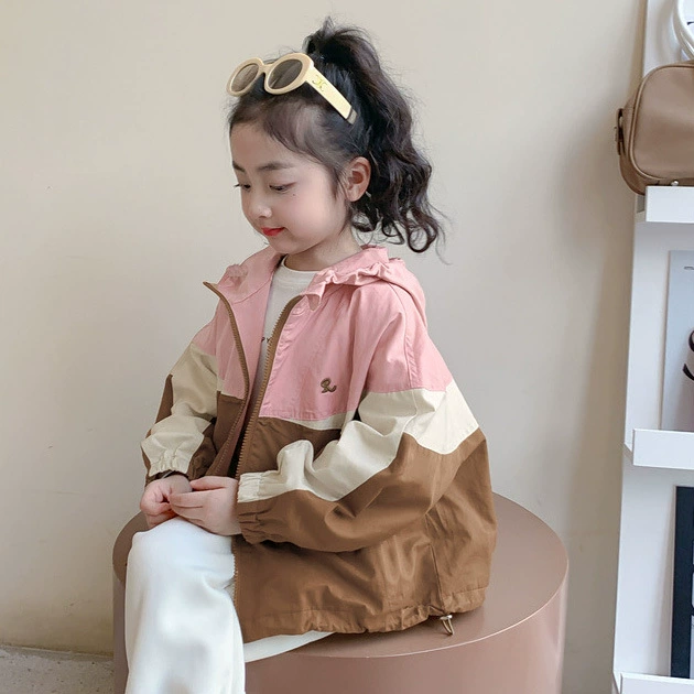 Куртка для девочек Куртка осень 2024 новые детские куртки с капюшоном