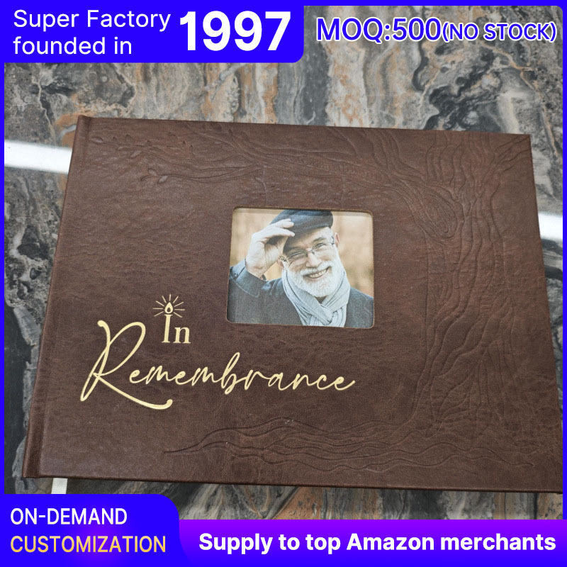 Cross-Border Amazon Etsy Best-Selling Sign-In Book Guest Book Customized Linen Velvet Pu Window Guest Book