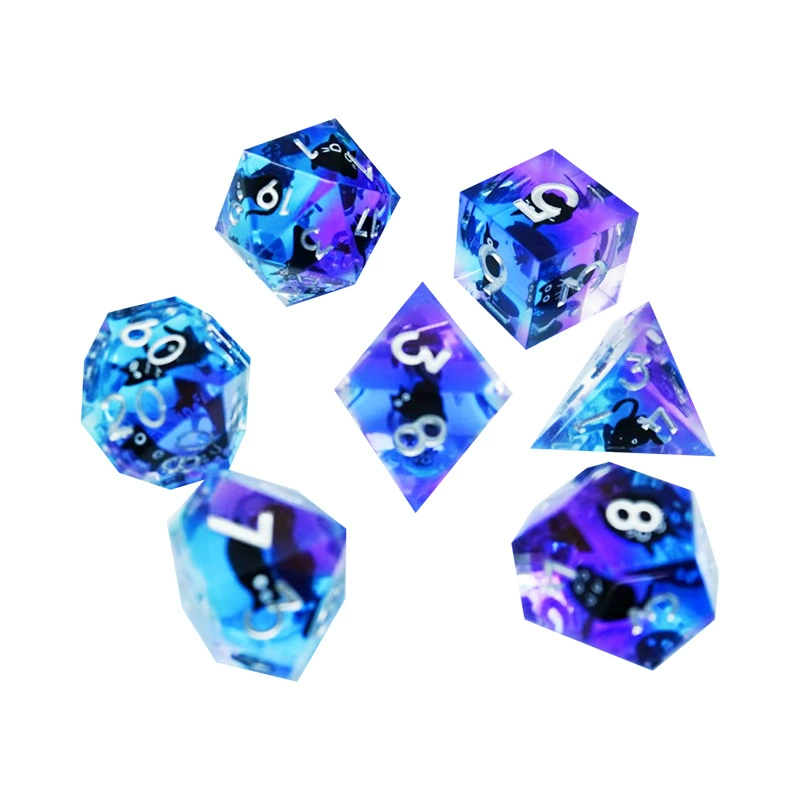 Игральные кости из 7 кубиков из смолы DND Dragon с Downtown Multihedral COC Run Team RPG RPG