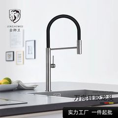 クロスボーダーシンプルSUS304ステンレス蛇口シリカゲルホース引き式キッチン洗面器蛇口冷熱
