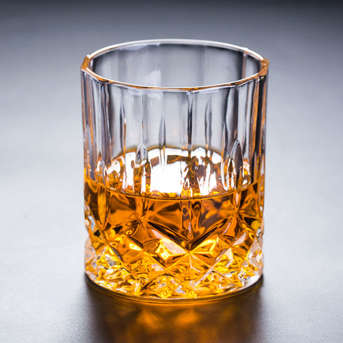 Whiskey cup household glass diamond cup vertical pattern cup set glass cup crystal wine cup thickened beer cup