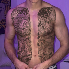 Japanese cardigan herbal tattoo stickers waterproof men and women full back juice grass semi-permanent prajna flower arm full arm