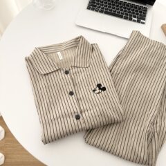 睡衣女春秋夏季云朵棉长袖长裤开衫可爱卡通少女可外穿家居服套装