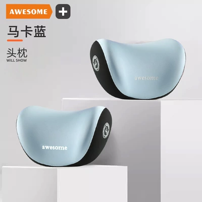 Headrest Lumbar Support, Memory Foam Car - maca-blue-headrest