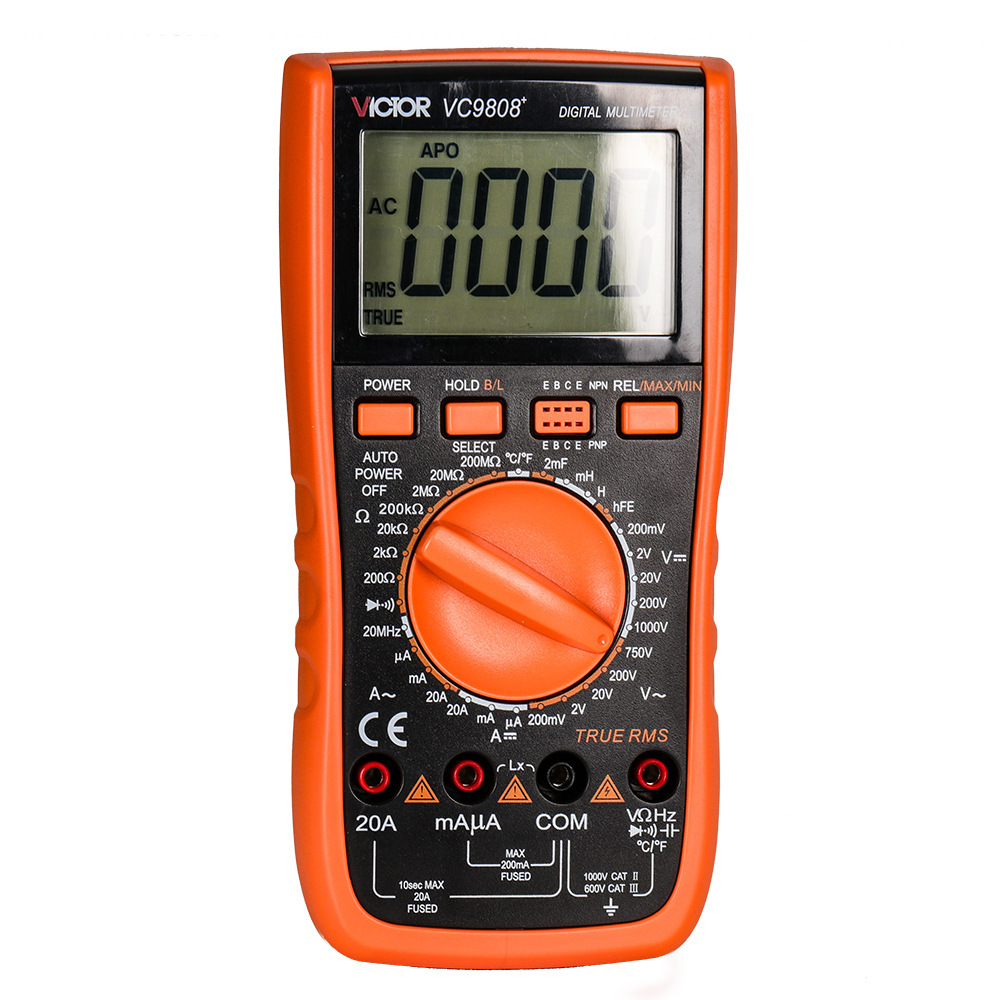 胜利VC9808+ 数字万用表 数字多用表 频率温度电感  数显表