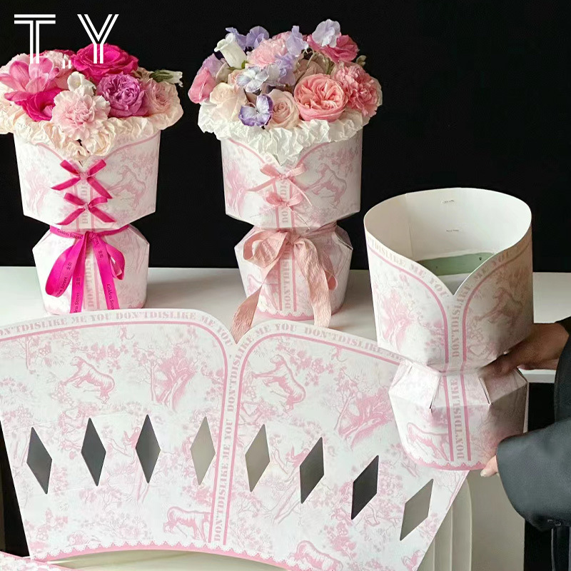 母亲节花束旗袍美人一体成型包花纸康乃馨鲜花包装纸花店diy资材