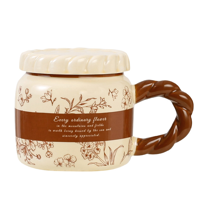 Taza de cerámica retro francesa Taza de agua de oficina Taza de alto valor Dormitorio en casa Taza de café Taza de pareja Hombre