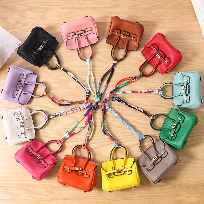 Mini platinum bag, women's bag charm, cute and creative car keychain accessory, earphone pouch, lipstick bag, bucket bag