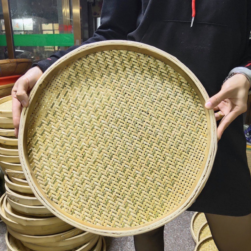 Rattan Bamboo products Dustpan household M sieve Nonporous Bamboo plaque Zhukuang Basket painting Drying decorate