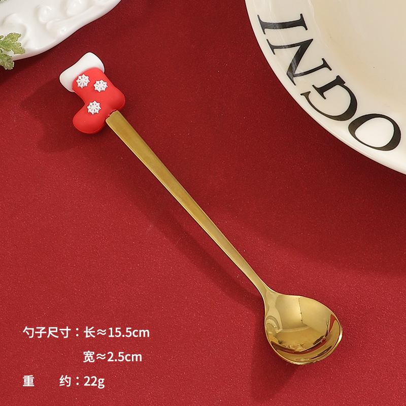 国境を越えた対外貿易304ステンレスクリスマス公仔フォークスプーンセットコーヒーもちスイーツ漫画ギフトボックス食器|undefined