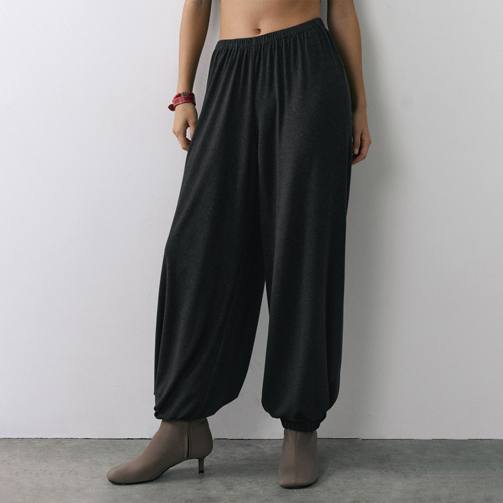 Pantalones transfronterizos Europa y Estados Unidos 2026 nuevos pantalones de otoño e invierno gris oscuro, cintura elástica, cintura suelta y caída, pies atados, ocio y estilo perezoso image 6