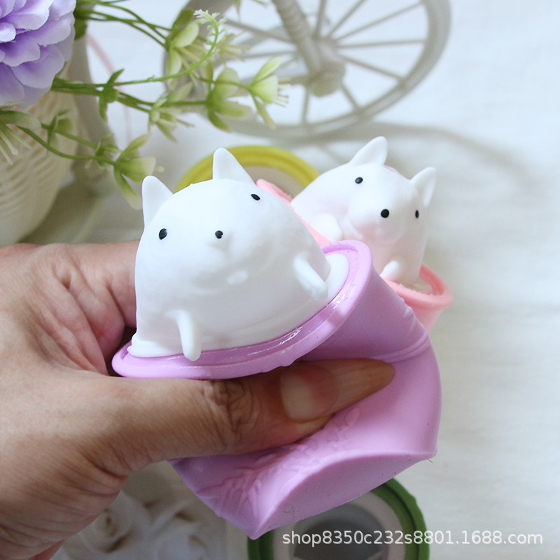 Explosión creativa transfronteriza de bambú oso y ratón taza de compresión pellizcando música descompresión descarga juguetes regalos al por mayor