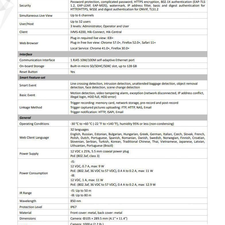 Haikang transfronterizo para la versión en inglés de 8 millones de cámaras de vigilancia de red POE DS - 2CD2T85G1 - I8