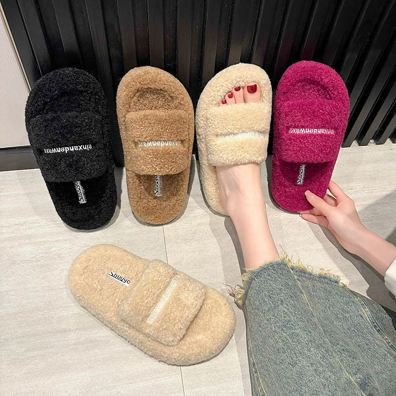 Дизайнерские демисезонные тапочки на платформе, универсальная обувь из fleece для отдыха, тренд сезона