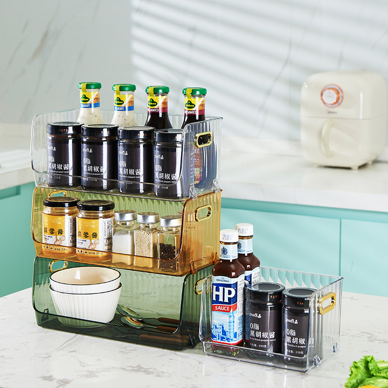 Luz de lujo de escritorio cosméticos caja de almacenamiento para mascotas tocador cuidado de la piel misceláneas mesa de té cesta de almacenamiento apilable