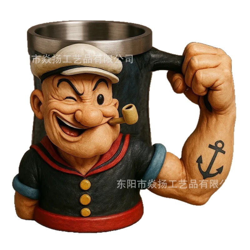 新型3d Popeye Power Mug強力船乗りマグカップ家庭装飾樹脂工芸品置物|undefined