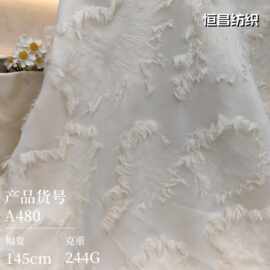 中厚立体大团花长毛剪花面料现货 连衣裙女装梭织剪花面料