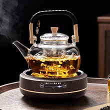 玻璃煮茶壶竹把提梁壶加厚耐热明火加热烧水茶具高硼硅温茶炉