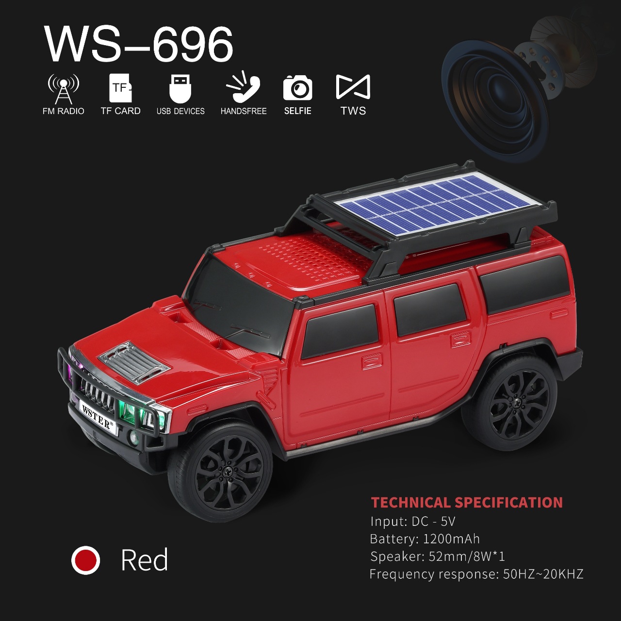 Transfronterizos de alta calidad modelo de automóvil solar recargable Bluetooth altavoz FM radio al aire libre personalizado sonido de regalo