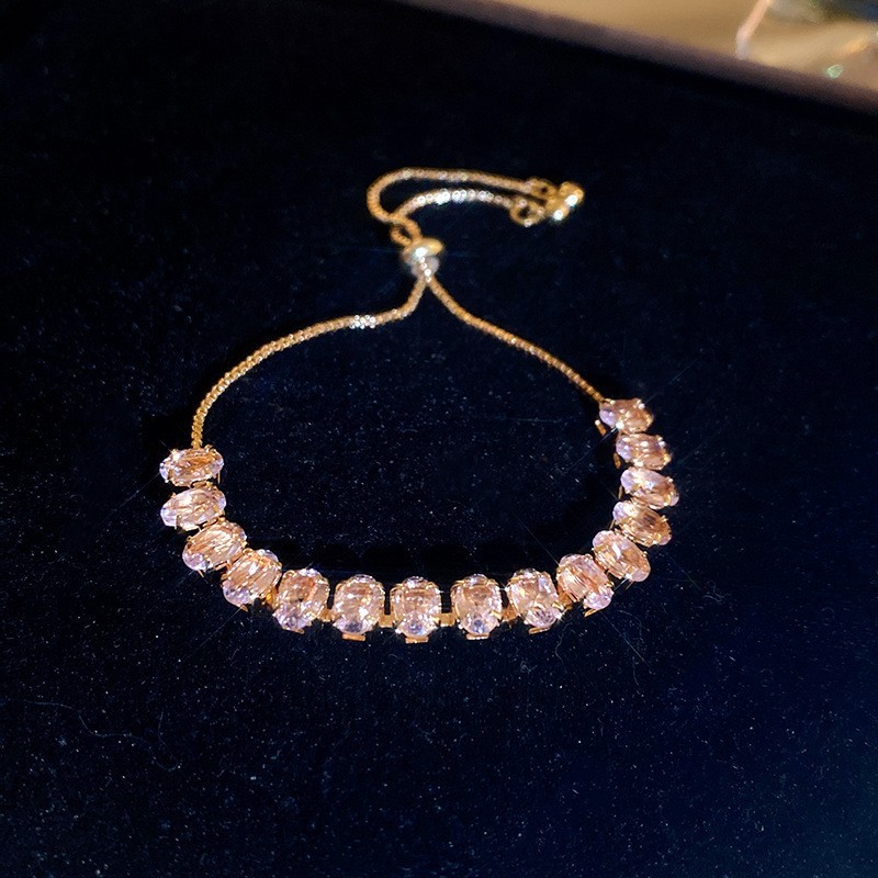 ZIRCON cuadrado pulsera ajustable Mujer simple luz de lujo pulsera moda personalidad temperamento Joker Senior Sentido de mano adornos hembra