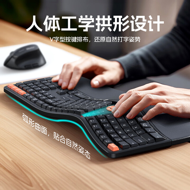 MEETION/Mishen Ergonomic Wireless Bluetooth Keyboard and Mouse Set with Palm Rest for Home Office, Silent and Rechargeable MEETION/Mishen Ergonomic Wireless Bluetooth Keyboard and Mouse Set with Palm Rest for Home Office, Silent and Rechargeable