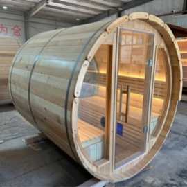 跨境户外汗蒸房圆桶桑拿房庭院家庭用别墅干湿蒸休闲观景桑拿房