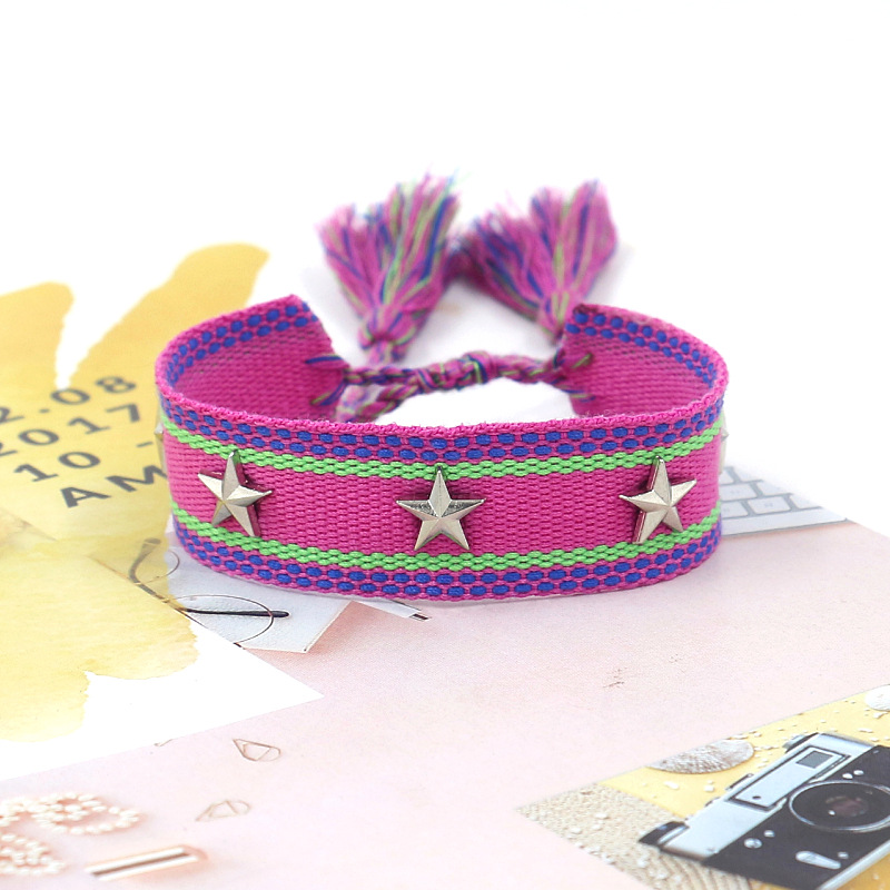 1 Piece Retro Star Stripe Alloy Polyester Unisex Bracelets display picture 5