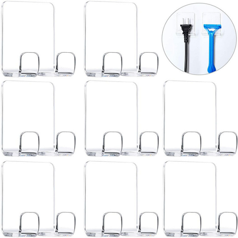 1件/8件装卫生间浴室剃须刀挂钩厨房收纳器插头毛巾衣服帽子挂钩