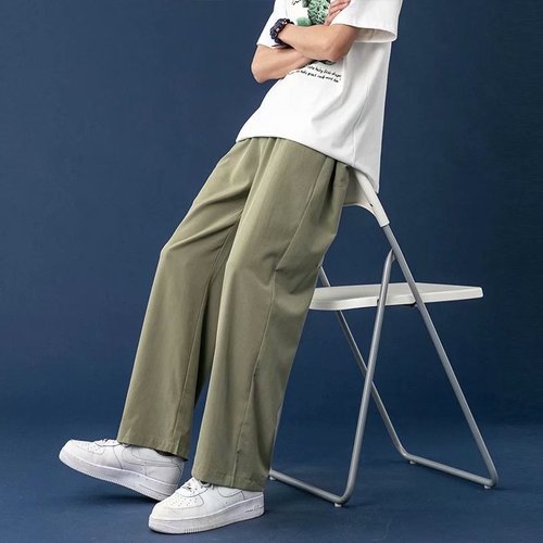 Japanese-style Ice Silk Pants for Men: Summer Thin Korean-Style Trendy Plus-Size Straight-Leg Casual Wearable Sports & Leisure Trousers