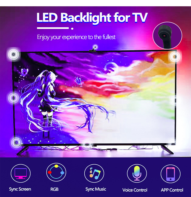 TV电视同屏智能随屏摄像同步追光画面联动流光溢彩LED灯带 氛围灯