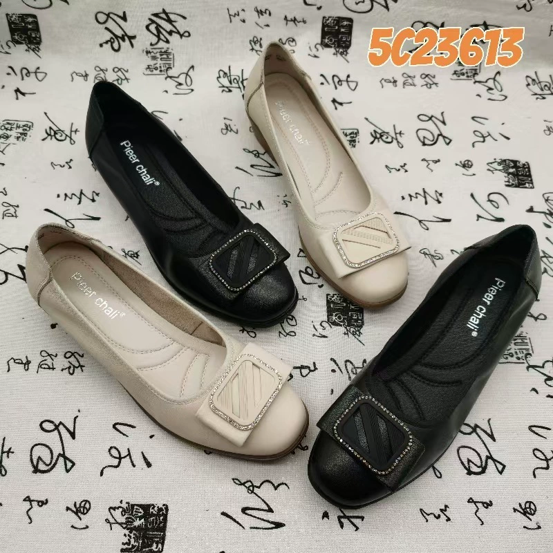 Мягкая кожаная рабочая обувь женская черная рисная плоская кожаная обувь на мягкой подошве для профессионального собеседования