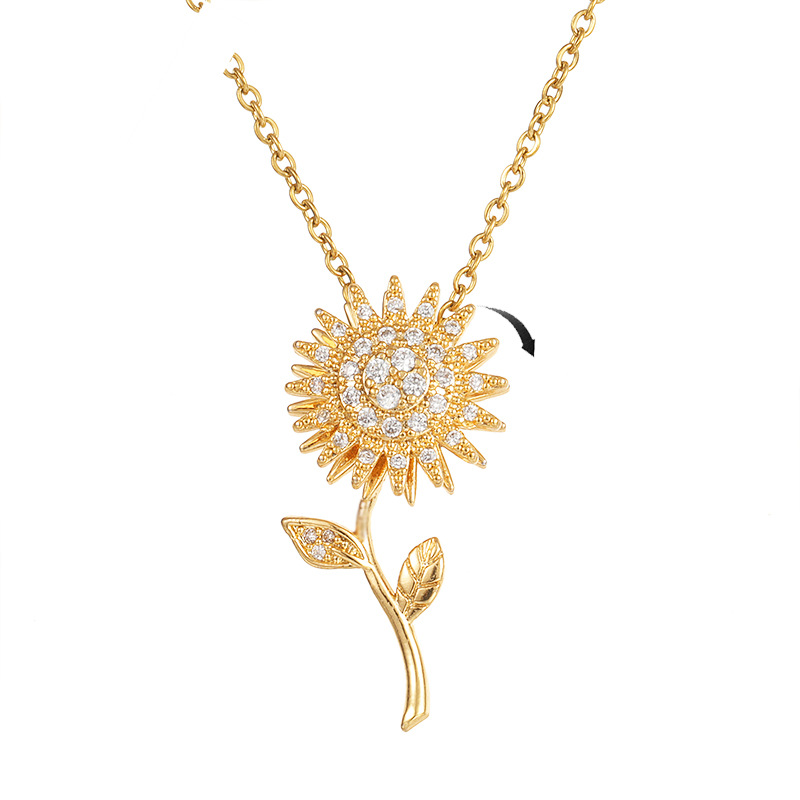 Flower Pattern Women'S Gender Simple Style Flower Copper Zircon Pendant Necklace In Bulk