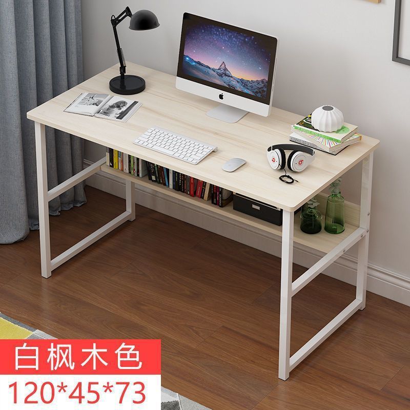 コンピュータの机の本棚の組み合わせのデスクトップの家庭用の簡単な学習机の寝室の学生は簡単に字の机を書きます。|undefined