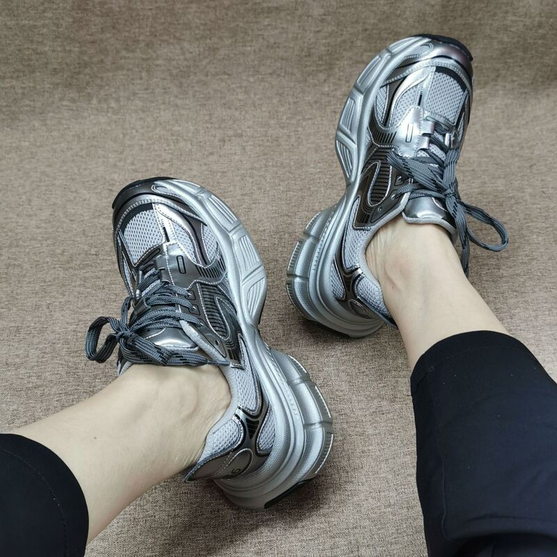 Autumn and Winter Genuine Leather Broken Size Special Offer Women's Shoes All-match Trendy Dad Shoes Thick-soled Casual Shoes Advanced Color Matching