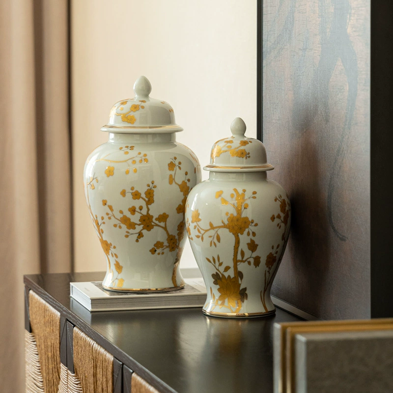 QY новая китайская сине-белая фарфоровая керамическая ваза, украшения для гостиной, высококачественный ретро-стиль, входной шкаф, обычная банка, мягкое украшение