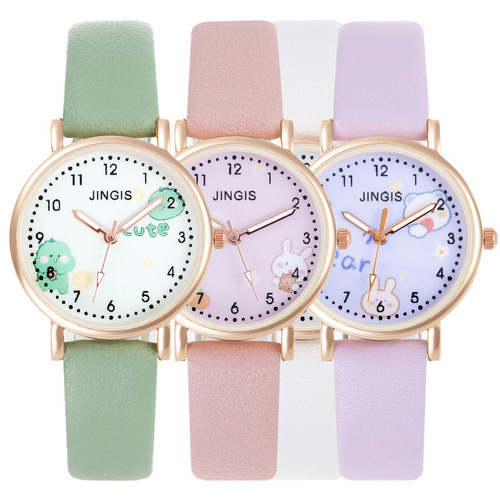 New Cute Cartoon Children's Watch, Adorable Fresh and Clean Dial Student Girls Watch, College Style
