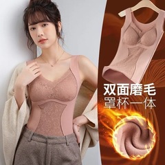 ベルベット保温ベスト女性下着の両面徳絨無痕厚さは胸を着て腹を収めて服を着ない秋冬