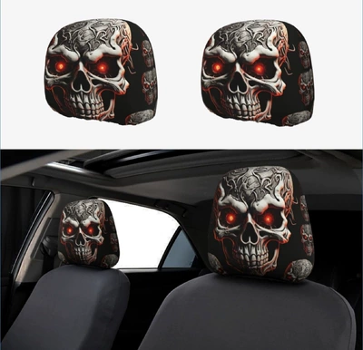 Universal seat cover — seat cover - textured-skull-double-sided-printing-1-piece