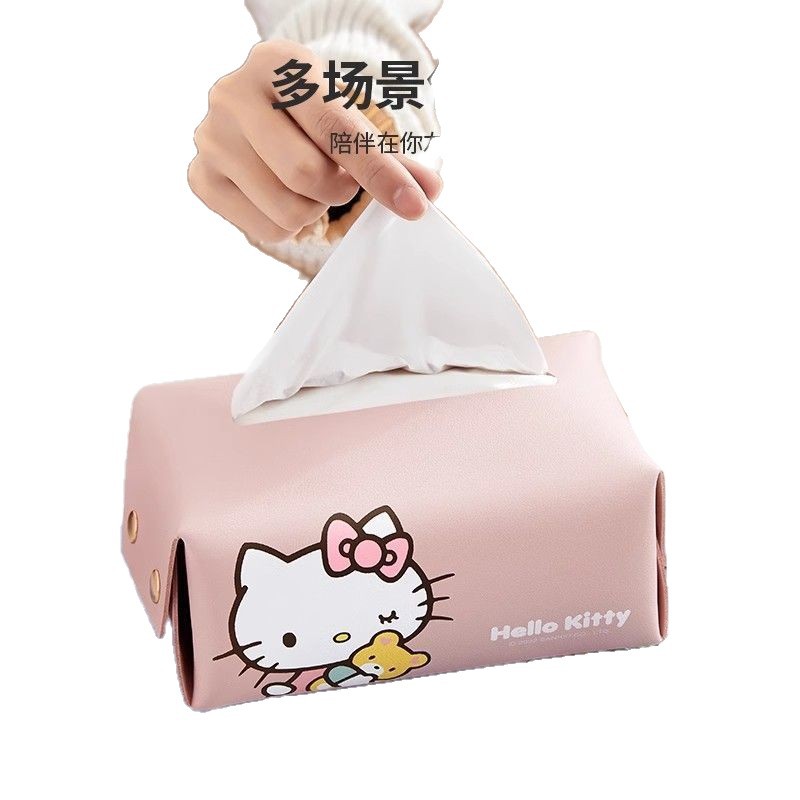 Hellokitty caja de toallas para automóviles creativa y encantadora caja de reposabrazos decoraciones para automóviles para patinetes de sol caja de extracción