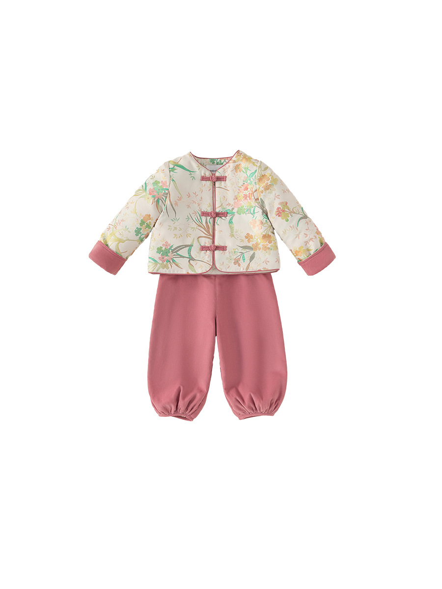 Yubao ropa infantil para niños set de vestidos chinos para niñas otoño y invierno nuevo estilo chino chaqueta de ropa Tang dos piezas set