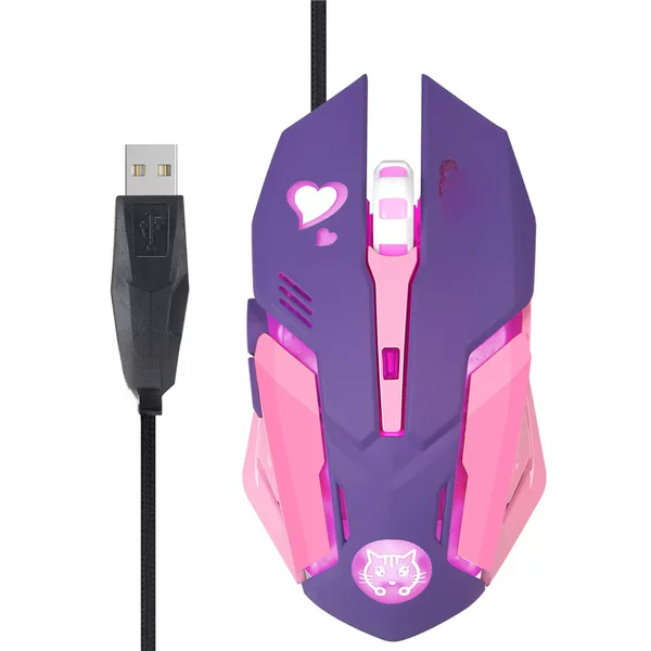 Purple Cat Mouse Rgb E-Sports Gaming Mouse Laptop Desktop USB Computer Mouse Mouse