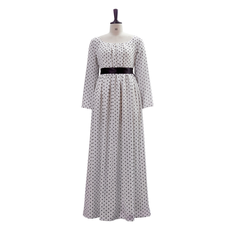 Medieval Polka Dot Regency Dress Vintage Ball Gown Victorian High Waist Skirt Cosplay