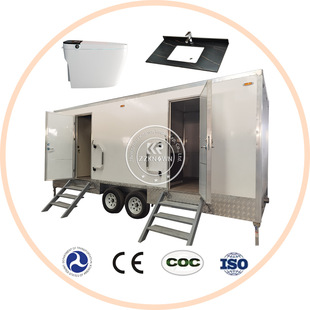 Foreign Trade Customized 2-Door Outdoor Environmentally Friendly Public Toilet Microbial Degradable Smart Mobile Trailer Toilet