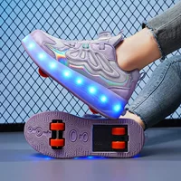 Детская обувь Heelys, четырехколесные выдвижные спортивные роликовые коньки для девочек, заводские студенческие роликовые коньки с восемью колесами и невидимыми колесами