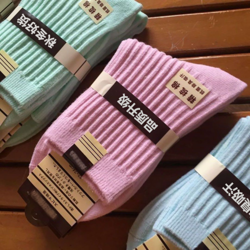 10 pairs in a pack, each pair with hanging paper, autumn and winter double-needle combed cotton autumn and winter mid-calf socks for men and women, business solid color stockings