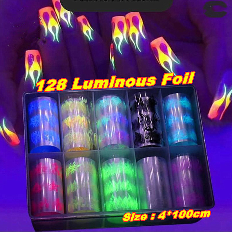 fluorescent starry paper easter glowing nail art decals luminous party party diy temporary self-adhesive nail stickers