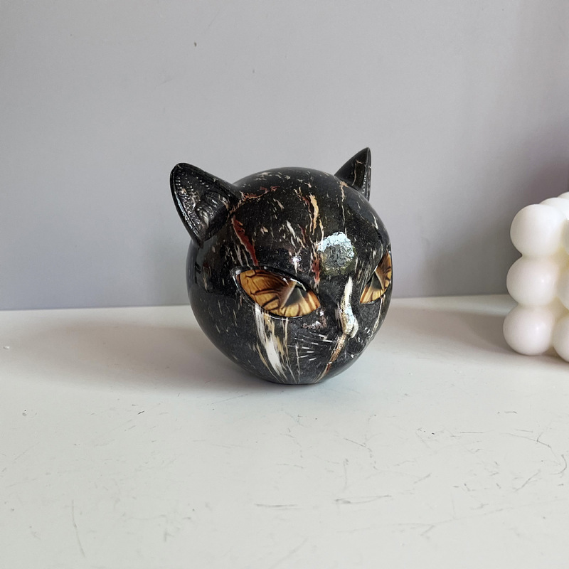 跨境新品万圣节Luxury Black Cat Figurine奢华黑猫雕像家居装饰|undefined
