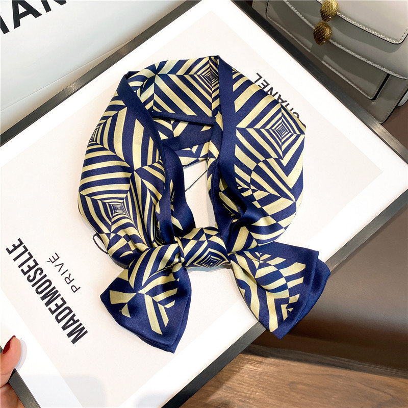 Hangzhou bufandas de seda verde azul estilo nacional morera seda flotante mujer primavera y otoño con bufandas de seda de doble capa 150 * 15cm bufandas